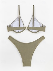 abordables Conjuntos de bikini-Mujer Bañadores Bikini 2 piezas Bermudas Traje de baño Espalda al Aire Vacaciones Ropa de playa Color sólido Escote en U Sin Mangas Trajes de baño
