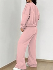 economico Set da due pezzi-Per donna Tuta Set di Pantaloni Bolero Top Manica Lunga Collo alla coreana Tinta unica Coulisse Moda Streetwear Casuale Quotidiano All'aperto Nero Rosa Azzurro cielo Primavera Vestibilità regolare
