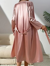 Χαμηλού Κόστους Πυτζάμα-σετ-Γυναικεία Νυχτικιά Σετ Πυτζάμες Καθημερινό Μαλακή Σατέν Μονόχρωμες Εξώπλατο Φορέματα Καθημερινά Σπίτι Κρεβάτι Μακρυμάνικο Λουριά Μαύρο Ανθισμένο Ροζ Χακί Καλοκαίρι Κανονικό