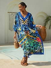 preiswerte Lässiges Kleid mit Aufdruck-jungle wild party flowy chiffon leopard kaftan