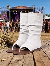 preiswerte Cowboy &amp; Western Stiefel-Rote Boho-Western-Stiefeletten für Damen mit offener Zehenpartie und Stickereien – perfekt für Musikfestivals und legere Outdoor-Veranstaltungen