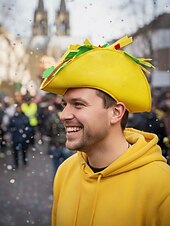 Недорогие Аксессуары-Мужские шляпы Mardi Gras из полиэстера с тематикой еды – забавные дизайны с картошкой фри и тако для карнавала и маскарадных вечеринок