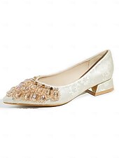 cheap St. Patrick's Day-Women's St. Patrick's Day Green Satin Low Heel Pumps, Pointed Toe Crystal Embellished Dress Shoes, Elegant Vintage-Inspired Comfort Heels for Women, Perfect for St. Paddy's Day Parties