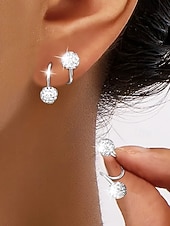 ieftine Cercel de damă-Cercei rotunzi din aliaj pentru femei cu design cu bilă de cristal, eleganți și stilați pentru ținute casual și de seară