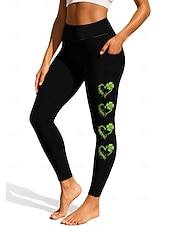  St. Patrick Damen Pilates-Leggings Fitnesshose Trainingsleggings Taschen Stempelsteuer Seitentaschen Pilates Fitnessstudio Fitnesstraining Strumpfhosen Leggings Unterteile Bäume / Blätter Kleeblatt