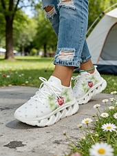  Damesko med irsk shamrock-trykk i flyknit-stil – lette, pustende tursko med polstret såle, avslappede joggesko for daglig bruk, parader, St. Patricks dag, reiser og utendørsaktiviteter