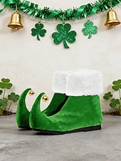  Zapatos de elfo para mujer del Día de San Patricio con diseño verde y detalle de campana: calzado festivo divertido para desfiles, festivales y fiestas de disfraces.