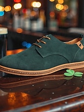 economico Scarpe da uomo-scarpe oxford in pelle scamosciata verde da uomo, scarpe casual morbide e leggere per comfort e stile, perfette per l'uso quotidiano, casual da lavoro, feste e outfit per il giorno di San Patrizio