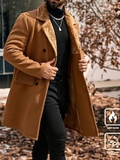 halpa Miesten trenssitakki-Miesten Talvitakki Fleecetakki Päällystakki Pitkä trenssitakki Trenssitakki Päivittäin ulko- Syksy Talvi Polyester Pidä lämpimänä Päällysvaatteet Vaatetus Klassinen Vapaa-aika Tavallinen Tasku