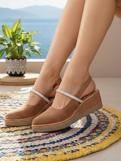 preiswerte Keilsandalen-Schwarze Slingback-Keilsandalen für Damen – bequeme Espadrille-Sandalen mit Strassriemen, perfekt für Urlaub, Strand und lässige Sommerausflüge