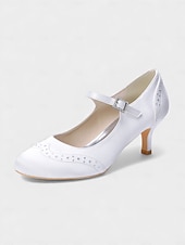 economico Madre della Sposa/Sposo-Mary Jane in raso blu navy da donna: eleganti scarpe da sposa con borchie di cristalli e tacco a gattino per la madre della sposa, cerimonie in chiesa ed eventi formali