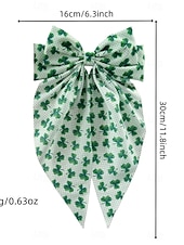  set di 3 fermagli per capelli a forma di trifoglio per il giorno di San Patrizio da donna, fermagli oversize con nastro verde irlandese, accessori per capelli a forma di trifoglio portafortuna per le