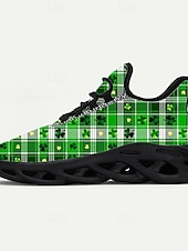  Мужские кроссовки ко Дню Святого Патрика – зеленые в клетку с клевером, идеально подходят для парадов и праздников.