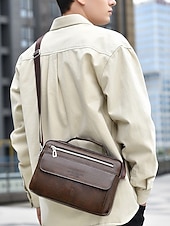 economico Borselli da uomo-borsa a tracolla da uomo in similpelle, multitasche, grande capacità, elegante tracolla, disponibile in più colori