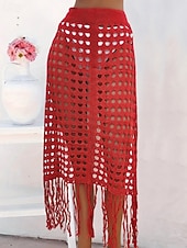 abordables Falda cruzada-Mujer Bañadores Tapadera Vestido de Baño Falda Traje de baño Cortado Vacaciones Ropa de playa Color sólido Sin Mangas Trajes de baño