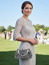 Χαμηλού Κόστους Γάμος ACC-Γυναικεία τσάντα clutch από πολυεστέρα με διακοσμητικά από πούλιες και χάντρες, λουράκι ώμου με αλυσίδα, μεγάλη χωρητικότητα, πολλά χρώματα – ιδανική για γάμους και βραδινά πάρτι