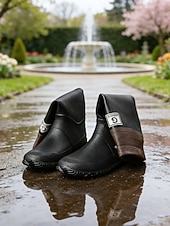 cheap Fashion Boots-Women's Foldable Green Rain Boots - Waterproof, Adjustable Cuff Garden Boots with Non-Slip Sole | Practical Casual Style for Gardening, Yard Work, Outdoor Errands &amp; Rainy-Day Walks