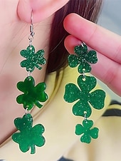 levne Příslušenství-Dámské náušnice s trojlístkem ke Dni svatého Patrika, akrylový materiál, různé styly jetelů, lehké a třpytivé, doplňky pro dámy v irském stylu, ideální na průvody, večírky a sváteční oslavy.