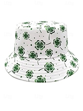 abordables Accesorios-Sombrero de pescador de poliéster para mujer, con trébol y duende del Día de San Patricio, varios patrones, perfecto para el Día de San Patricio y para uso diario.