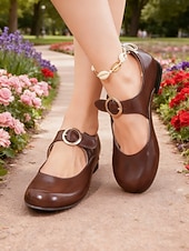 preiswerte Retro-Stil der 1950er Jahre-Mary-Jane-Ballerinas für Damen mit runder Spitze &amp;Verstellbare Schnalle – Vintage-inspirierte Alltagsschuhe für Spaziergänge, Arbeit und Alltagsoutfits