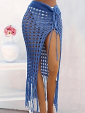 abordables Falda cruzada-Mujer Bañadores Tapadera Vestido de Baño Falda Traje de baño Cortado Vacaciones Ropa de playa Color sólido Sin Mangas Trajes de baño