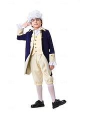 abordables Tenues-250e anniversaire des États-Unis Rococo Baroque Tenues Manches longues George Washington Alexander Hamilton Epoque Coloniale Déguisement Garçons Carnaval Jour de l'indépendance 4 juillet Enfant