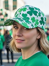 お買い得  アクセサリー-ユニセックスの聖パトリックの日のシャムロックプリントの野球帽、ポリエステルプリント生地、複数のクローバー柄、男性と女性のためのカジュアルな祭りスタイルの帽子、パレード、パーティー、屋外のお祝い用ウェア