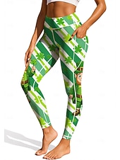  Svatý Patrik Dámské legíny na pilates Fitness kalhoty Legíny na cvičení Kapsy Kolkovné Boční kapsy Pilates Tělocvična Cvičení v tělocvičně Kalhoty Cyklistické kalhoty Legíny Komiks Barevné bloky
