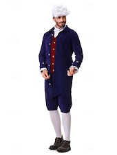 abordables Tenues-250e anniversaire des États-Unis Rococo Baroque Tenues Manches longues George Washington Epoque Coloniale Guerre d'indépendance américaine Déguisement Homme Carnaval Jour de l'indépendance 4 juillet