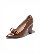  Women's Green Patent Leather Block Heel Pumps, Classic Bow Detail Dress Shoes for St. Patrick's Day Party