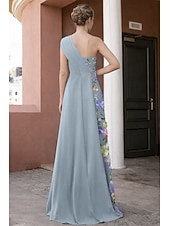 cheap A-Line Evening Dresses-A-Line Sheath Column Floor Length Evening Gown Ball Gown Formal Dress Elegant Vintage Floral Sleeveless One Shoulder Wedding Formal Pocket Lace Stretch Fabric with Glitter Ruffles Embroidery