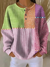 economico Felpe a Strisce e Geometriche-Per donna Felpa Pullover Geometrico Astratto Casual Manica Lunga Girocollo Top Regolari Blu Nero Bianco Giallo Rosa Primavera Autunno