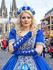 baratos Acessórios-Luvas de cetim de poliéster femininas do Mardi Gras em várias cores design elegante com detalhes em pérolas perfeitas para carnaval e bailes de máscaras