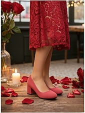 voordelige Pumps met blokhak-Roze suède pumps voor dames met blokhak - elegant &amp;Comfortabele hoge hakken voor Valentijnsdag, een romantische avond en speciale gelegenheden.