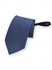 billiga Bröllop ACC-herrslips med dragkedja, färdigknuten slips i polyester med dold dragkedja, klassisk randig affärsmodell, flerfärgade alternativ, för bröllop, kontorskläder och eleganta vardagsevenemang
