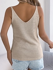 ieftine Culori Solide-Pentru femei Pulover Vestă pulover Șic Stradă Casual Culoare solidă Cablu În U Decupată Nasturi Tricotat Fără manșon Topuri obișnuite Tricotat Concediu Ieșire Sfârșit de săptămână Negru Alb Var