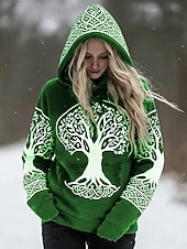 economico Arte &amp; Design Tops-Per donna Felpa con cappuccio Patchwork Stampato Tasca Frontale Grafico Geometrico Vintage Casual Manica Lunga Con Cappuccio Top Regolari Casuale Streetwear Abbigliamento Quotidiano Blu blu navy