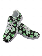  Herrsneakers för St. Patrick's Day – grönt shamrockmönster med bekväm passform, snygga skor för fester och högtider
