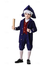  250e jubileum VS Rococo Barok Outfits Lange Mouwen George Washington Alexander Hamilton Koloniaal Kostuum Jongens Carnaval Independence Day 4 juli Kinderen Jas Broeken Kraag