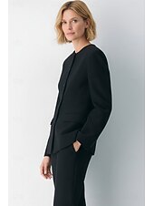 cheap Women's Suits-Women's 2 Pieces Suits Separates Office Work Formal Stretch Fabric Elegant Business Simple Long Sleeve Round Peak Lapel Double Breasted