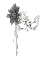 tanie Akcesoria-Złota maska do balu maskowego weneckiego z filigranem i ozdobnym kwiatem – elegancki dodatek do kostiumu weneckiego na imprezy i bale