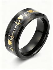 economico San Valentino-anello da uomo in acciaio inossidabile con battito cardiaco e design a cuore, disponibile in più colori: perfetto per San Valentino e per l'uso quotidiano