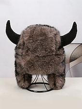 preiswerte Zubehör-Männliche warme Kunstpelzhorn Mardi Gras Hut | Multi-Farben Tier/Dämon Stil Bomber-Cap | Perfekt für Karneval Maskerade  Kostümpartys