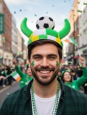  Șapcă de fotbal pentru bărbați, cu tematică distractivă de Ziua Sfântului Patrick – design jucăuș verde și galben pentru sărbători, festivaluri și spiritul zilei de meci