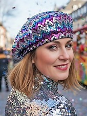 abordables Accesorios-Beret de lentejuelas de Mardi Gras para mujeres en múltiples colores material de poliéster perfecto para carnaval y bailes de máscaras