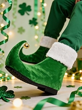 abordables Zapatos de hombre-Mocasines de terciopelo verde esmeralda para hombre: elegantes zapatos sin cordones para el Día de San Patricio: calzado de fiesta elegante y cómodo.