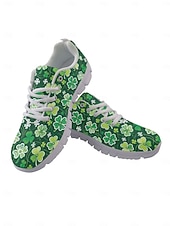  Herrsneakers för St. Patrick's Day – grönt shamrockmönster med bekväm passform, snygga skor för fester och högtider