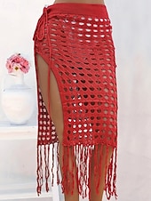 abordables Falda cruzada-Mujer Bañadores Tapadera Vestido de Baño Falda Traje de baño Cortado Vacaciones Ropa de playa Color sólido Sin Mangas Trajes de baño