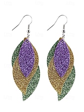 economico Accessori-WooHoo Orecchini di pelle da donna per Mardi Gras – Colorati luccicanti regolabili con design multi-stile – Perfetti per Carnevale e accessori per costumi da ballo mascherato