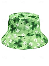abordables Accesorios-Sombrero de pescador de poliéster para mujer, con trébol y duende del Día de San Patricio, varios patrones, perfecto para el Día de San Patricio y para uso diario.